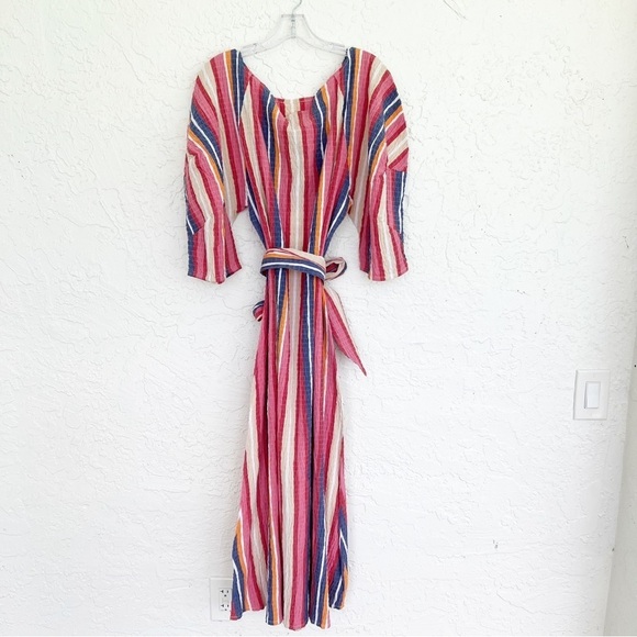 Mara Hoffman Cecilia Stripe Organic Cotton Midi Sun Dress Rainbow Multi Medium - Picture 9 of 12